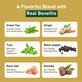Handpick Vedic Detox Kahwa Green Tea With Rich Spice & Rocksalt - 100 Tea Bags | Blend Of 10 Real Ayurvedic Herbs - Tulsi, Ginger, Black Pepper, Clove, Nutmeg & Rock Salt | Medium Caffeine